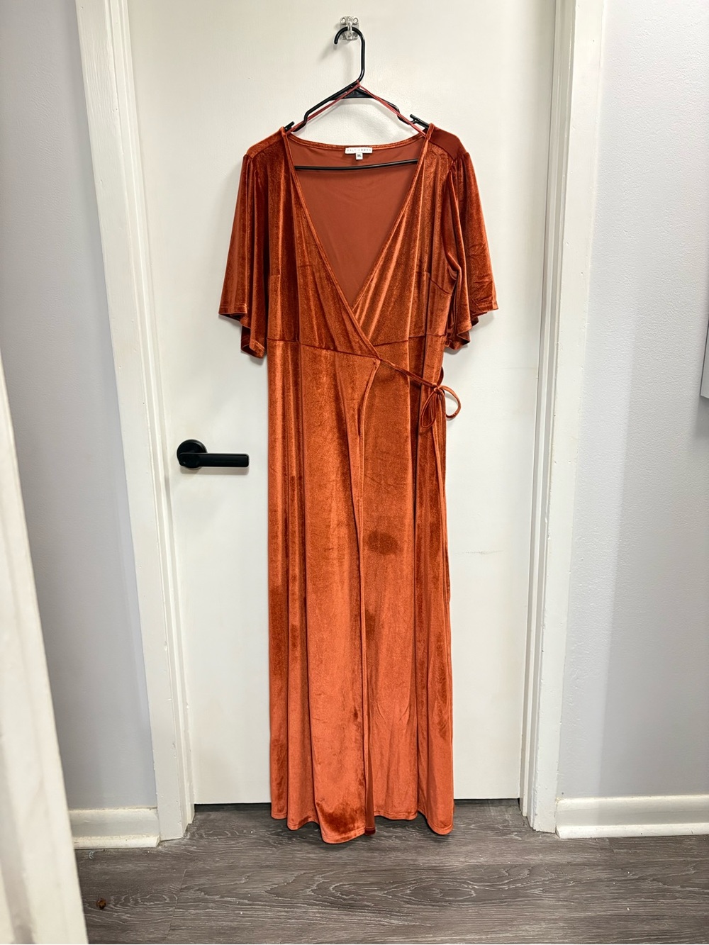 Baltic Born Rust Velvet Wrap Dress-1X